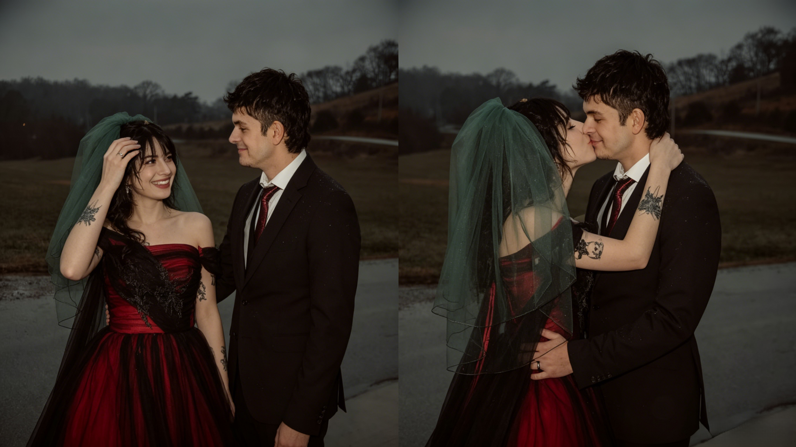 Deep red and black wedding dress Deep red and black wedding dress