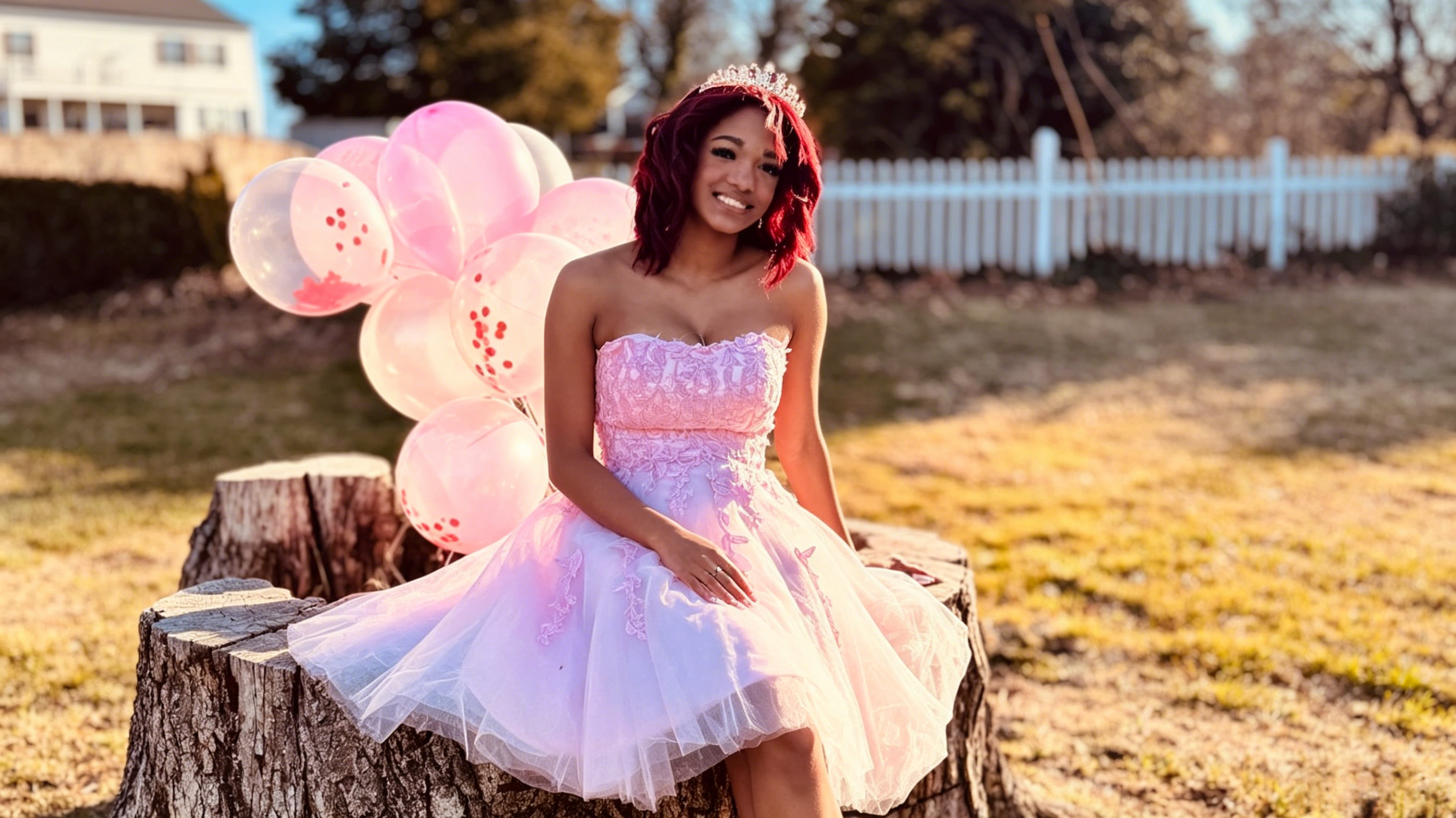 3D floral lace quince dress
