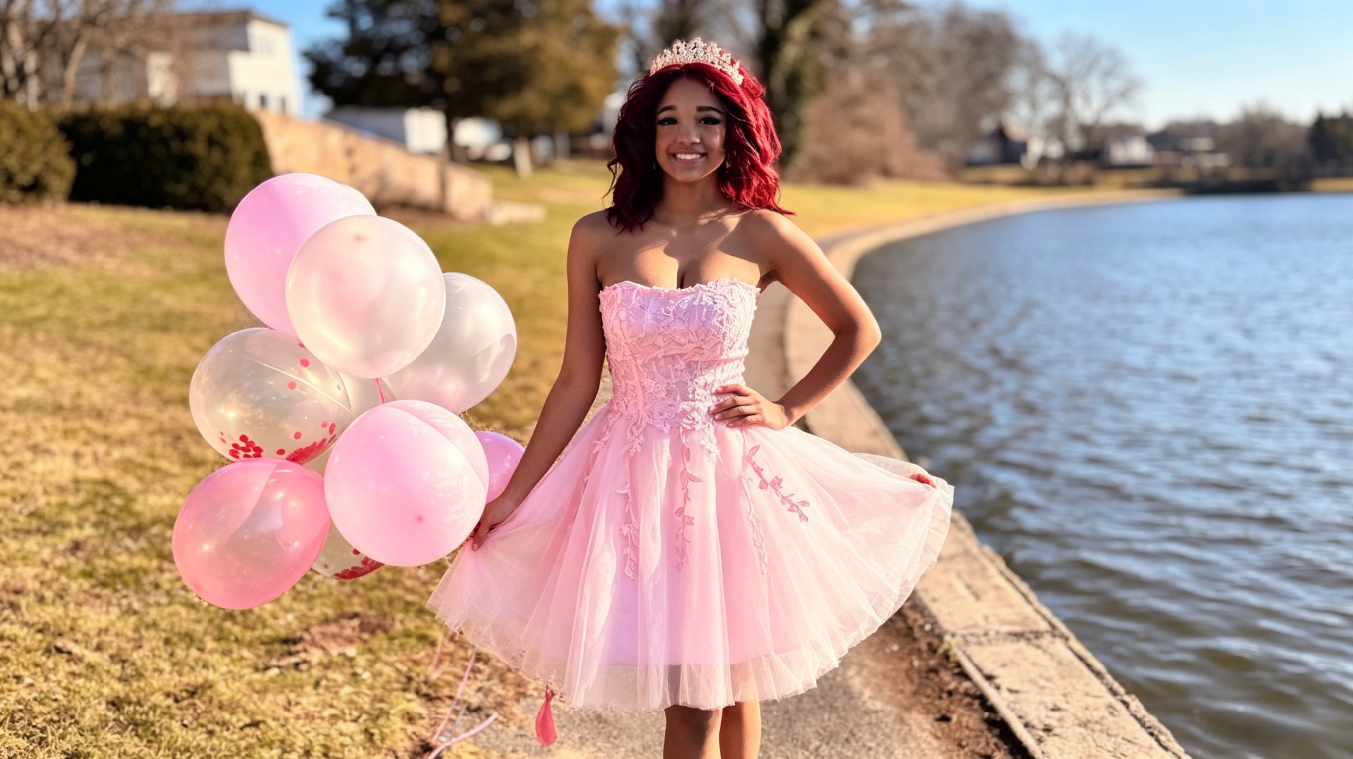 short tulle quince dress
