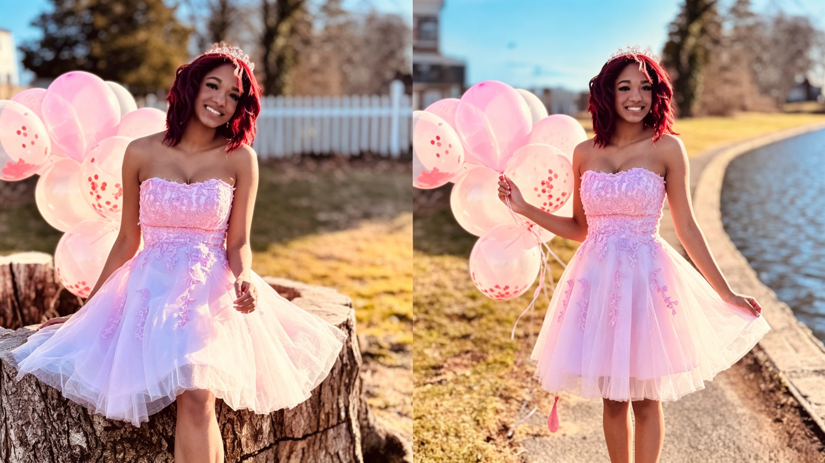 strapless short quince gown